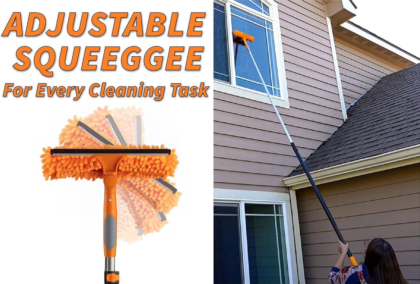 36 Foot High Reach Duster Kit with 5-30 ft Extension Pole // High Ceiling Dusting and Window Cleaning Kit with Telescopic Pole // Baseboard and Wall Washer Mop, Squeegee, Fan Blade & Cobweb Dusters