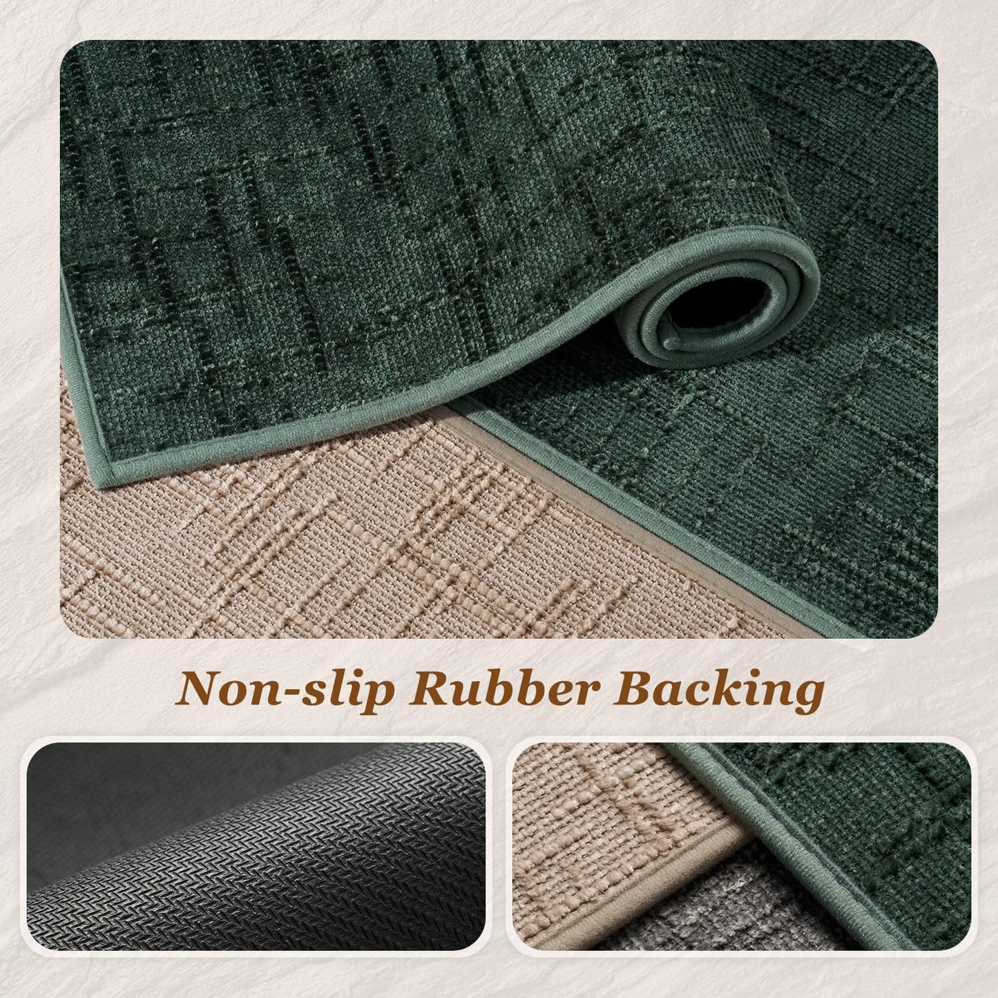 AMOAMI Bath Mat Non Slip Super Absorbent Quick Dry Bath Mats for Bathroom Floor Rubber Backing Washable Bathroom Rugs Modern Woven Jacquard Mat, Beside Tub Bath Rugs, 17" x 24", LightGrey