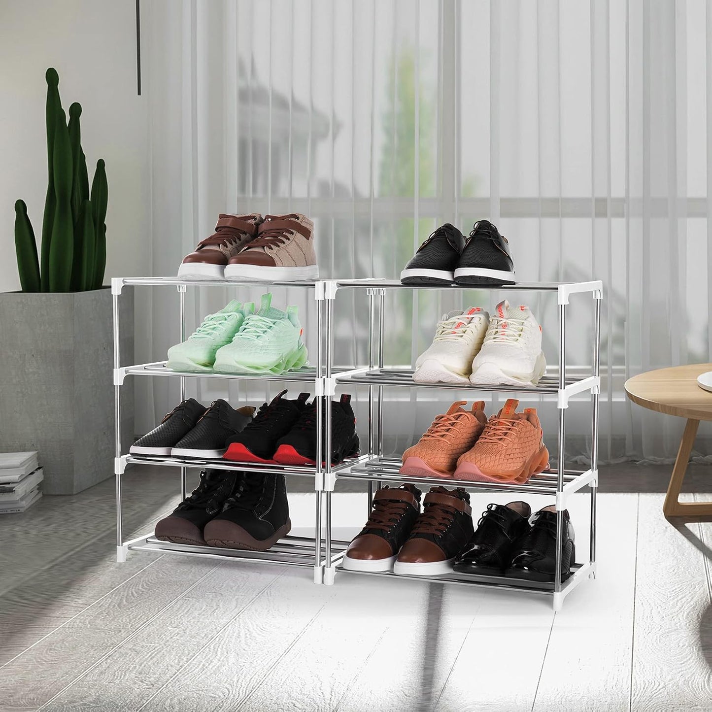 3-Tier Stackable Small Shoe Rack, Lightweight Shoe Shelf Storage Organizer for Entryway, Hallway and Closet(Black)