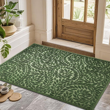 Bulijojo Front Door Mat Entrance,Durable Heavy Duty Welcome Mat,Thick Absorbent Natural Rubber Non Slip Mat,Sturdy Entryway Brown 17"x30"