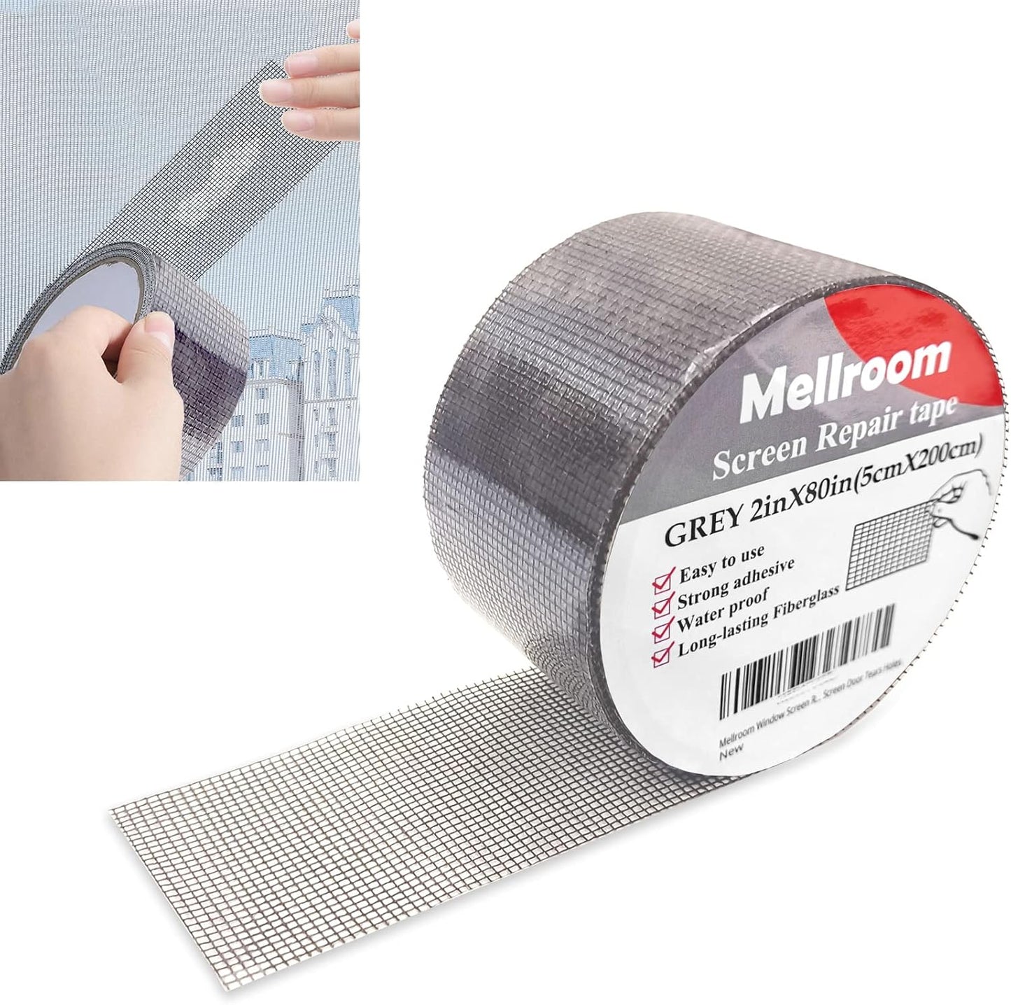 Windows Screen Repair kit Tapes, Black 2 inches X 80 inches Patches Tool, Adhesive Waterproof Fiberglass Mesh Patch Covering Fix Wire mesh Door Tears Holes