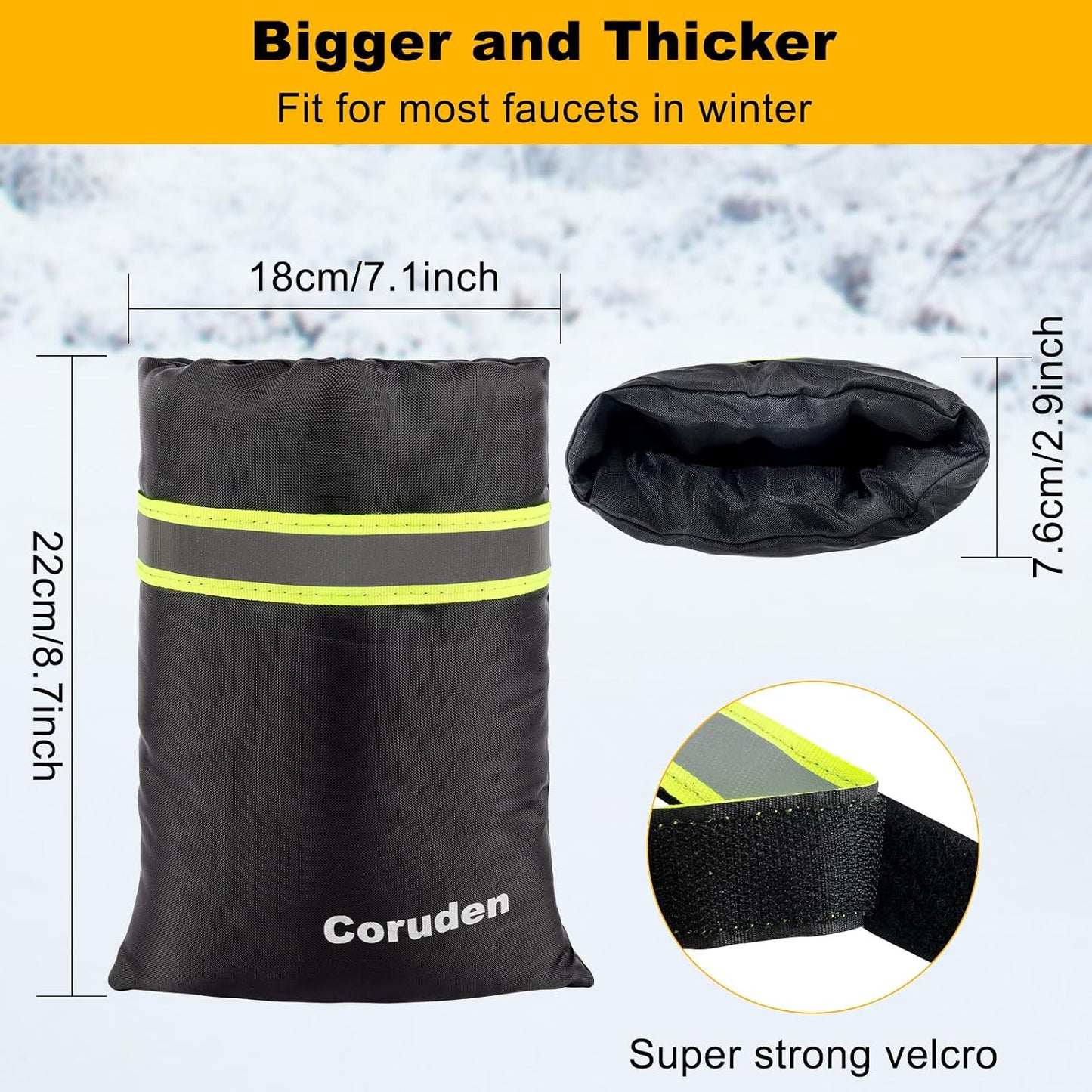 Pro Outdoor Faucet Covers for Winter Freeze Protection, Thicken 7.1" W x 8.7" H Outside Hose Bib Covers for Winter, Water Spigot Covers Insulated for Winter Waterproof Reusable (Blalck-4PCS)