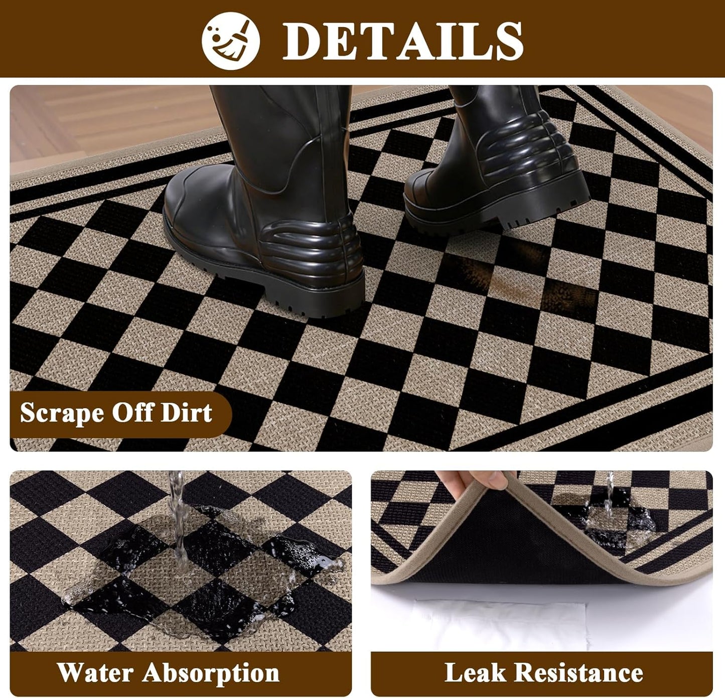 Vaukki Indoor Door Mat 17"x30", Ultra Thin Doormat Indoor Entrance, Non Slip Rubber Backed Inside Welcome Mat for Front Door, Low-Profile Washable Dirt Trapper Entry Floor Mat for Entryway, Sweet Home