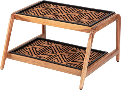 Anji Mountain Heavy Duty Waterproof Wooden Shoe Storage Mat Organizer/Boot Storage Tray Multi Use for Entryway with Coir, Tan Rectangle Embossed Insert, 1 Tier, Fits 2 Pair (26.5" Wide)