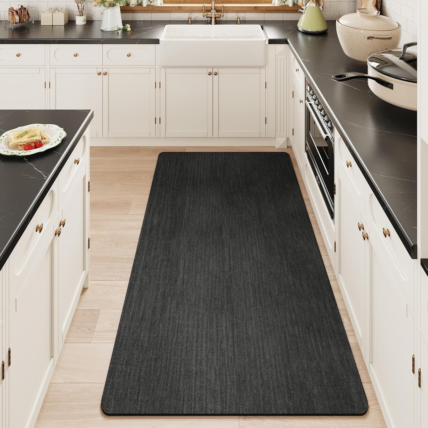 Mecko Bath Mat Rug, Rubber Non-Slip Quick Dry Absorbent Thin Bathroom Rugs Fit Under Door Bathroom Floor Mats-Shower Rug for in Front of Bathtub, Sink, Shower Room(Light Grey,16"x24")