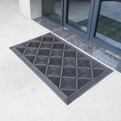 Outdoor Doormat Modular Interlocking Floor Tiles Non-Slip Rubber Boot Scraper Mat with Drainage Holes, Durable Shoe Cleaner for Garage, Entryway, Patio, High Traffic Areas(Gray,29.5x47.2 in)