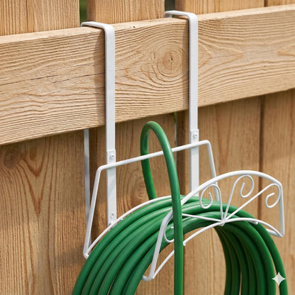 Garden Hose Holder, Sturdy Hose Storage Organizer Reel Rack for Outside Garden Lawn Yard Farm -Wall Mount Or Hanger (White)