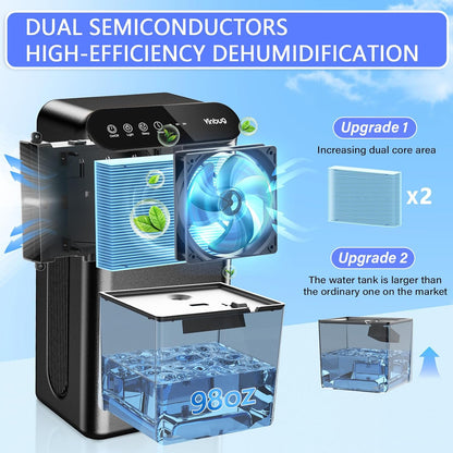 Dehumidifier for Home (98 OZ, 1000 sq ft), Small Quiet Dehumidifiers with Drain Hose, Auto Shut-Off, Sleep Mode, 3 Timer Modes, for Bedroom, Bathroom, Basement (CT6-Deep Black)