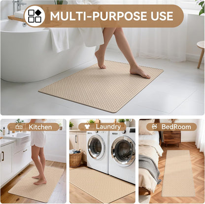 YDKGL Bathroom Rugs Non Slip, Super Absorbent Quick Dry Bath Mats for Bathroom, Foam Weave Texture Thin Bath Rugs Washable with Rubber Backing Fit Under Door Outside Shower,16" x 24“