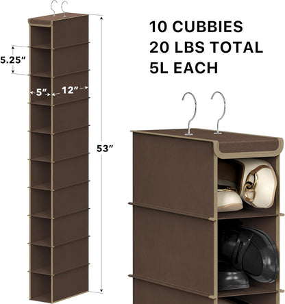 Simple Houseware 10 Shelves Hanging Shoes Organizer Holder for Closet, Grey