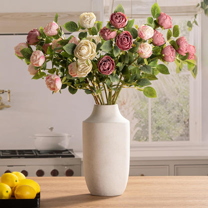 Ceramic Vase Set of 3, Modern Decorative Vases for Home Decor, Small Flower Pottery Vase Sets, Boho Farmhouse Rustic Vases for Living Room, Kitchen, Bedroom, Bathroom, Shelf, Table