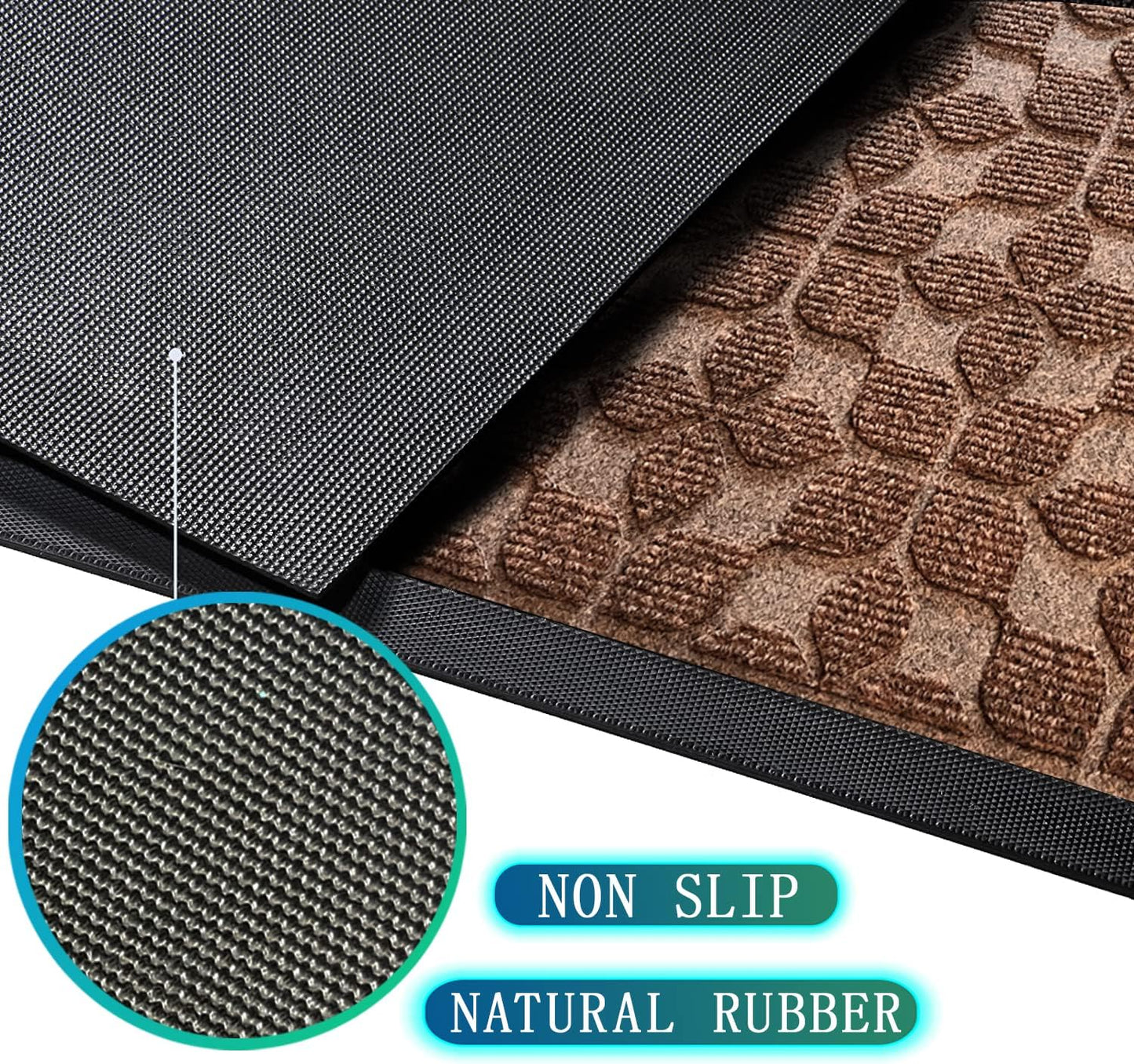 Bulijojo Sturdy Front Entrance Doormats,Durable Heavy Duty Welcome Mat,Thick Absorbent Natural Rubber Non Slip Mat,Easy Clean Entryway Mat 17x30 Inch Leaves Green