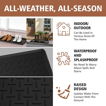 Heavy Duty Boot Trays Natural Rubber Shoe Mat Tray for Entryway with Shoes Brush Large Boot mat Tray Multi-Purpose for Indoor or Outdoor