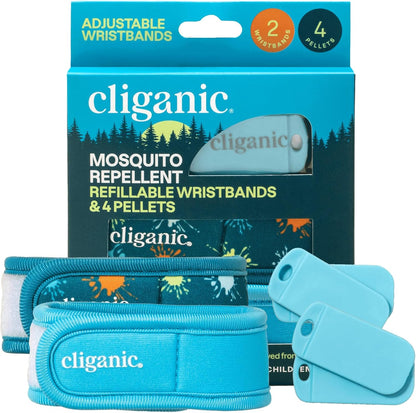 Cliganic Mosquito Repellent Pack (1 Clip + 2 Refill Pellets) - Natural DEET-Free, Essential Oil Infused