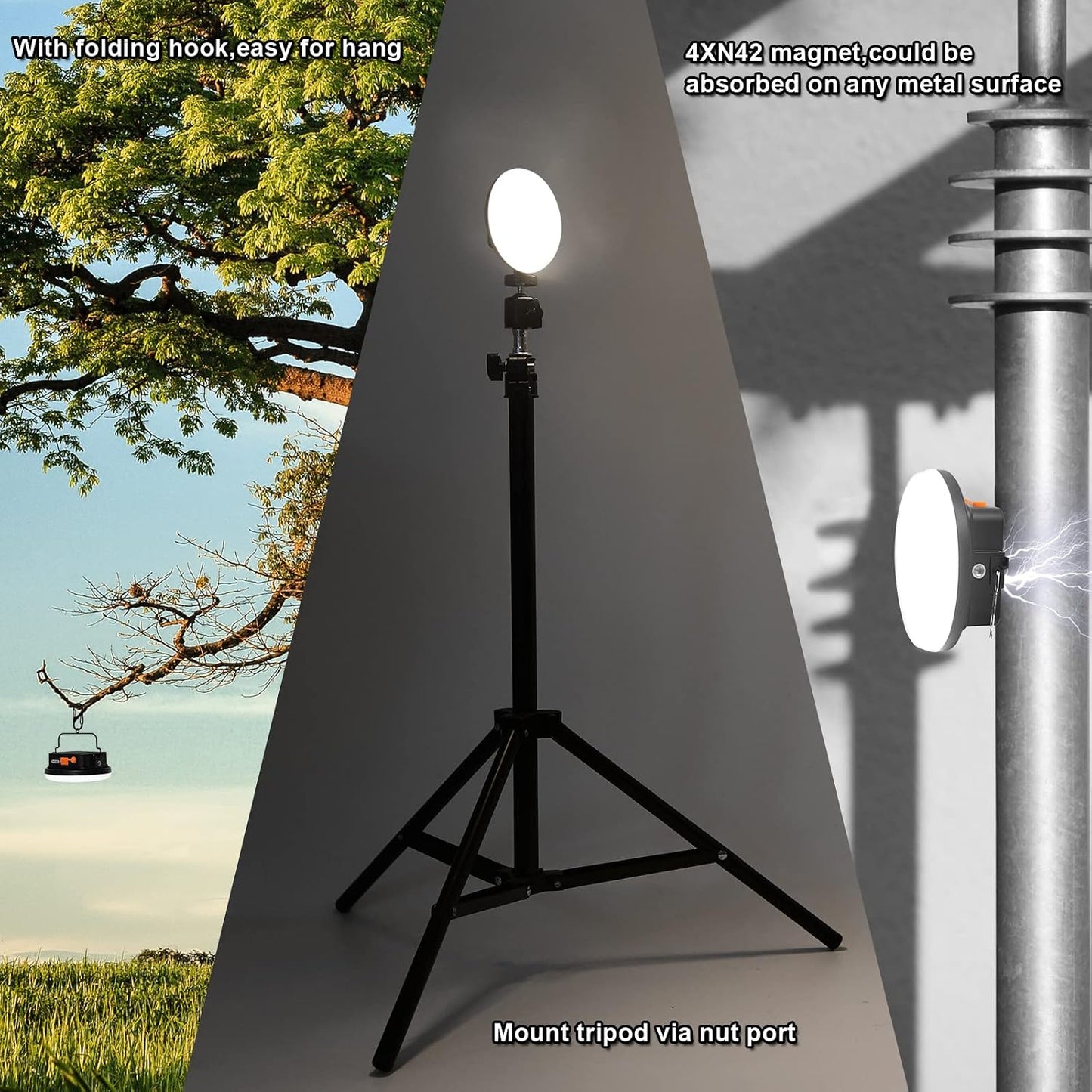 4000LM Flashlight Portable LED Camping Lantern Light 30W with Digital Display and Magnet , IPX5 Waterproof Tent Lights Light for Parents Christmas Gift