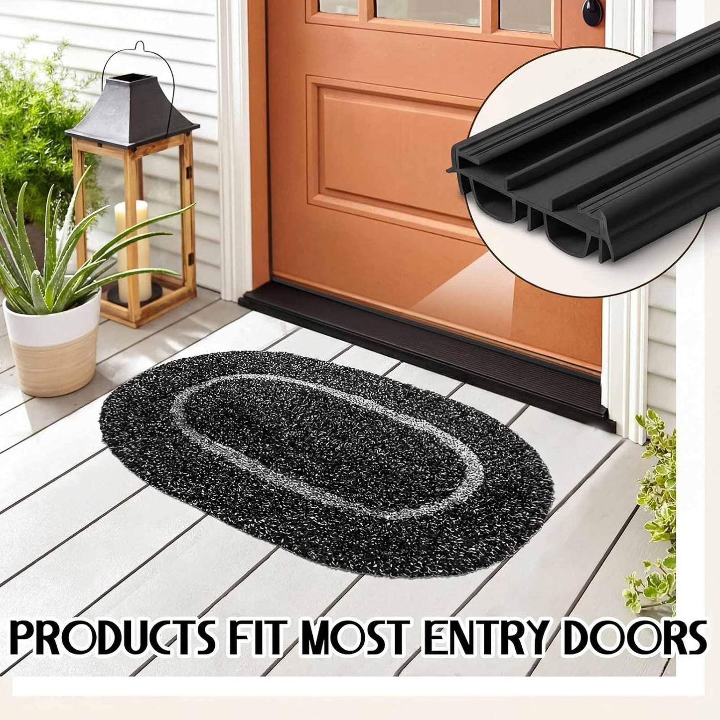 Pushglossy 2 Pcs 36" Double Bubble Kerf Door Sweep 1-3/4" Wide Vinyl Weatherstrip Seal for Exterior Doors, Energy Efficient Draft Stopper, Easy Slide in Installation, Blocks Dust/insects/noise (White)