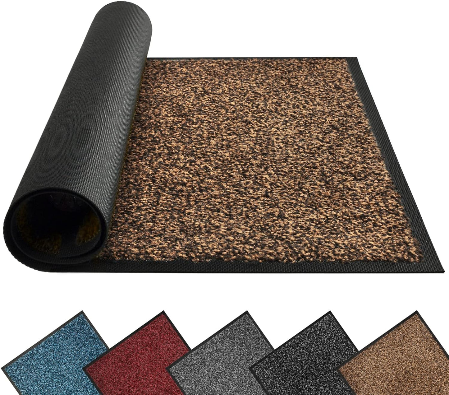 Mibao Front Door Mat, Dirt Trapper Welcome Mat for Outdoor Indoor, Non-Slip Waterproof Doormat, Durable Machine Washable Low Profile Entry Rug for Back Door Outside Patio Porch, 29.5" x 17", Grey