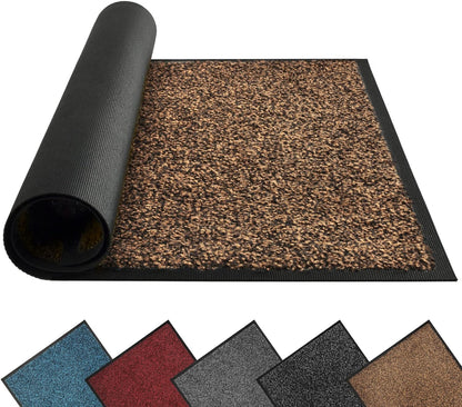 Mibao Front Door Mat, Dirt Trapper Welcome Mat for Outdoor Indoor, Non-Slip Waterproof Doormat, Durable Machine Washable Low Profile Entry Rug for Back Door Outside Patio Porch, 29.5" x 17", Grey