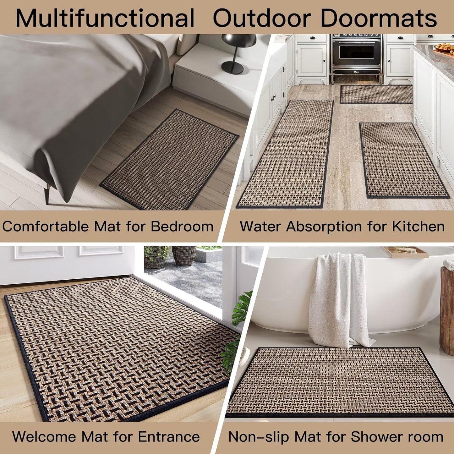 Door Mat 17"x30",Door Mat Indoor Entrance Dirt Resistant and Absorbent Non-Slip Rubber Backing Front Door Mats Washable Low-Profile Indoor Mats for Entryway, Inside Entrance Easy Clean Gray