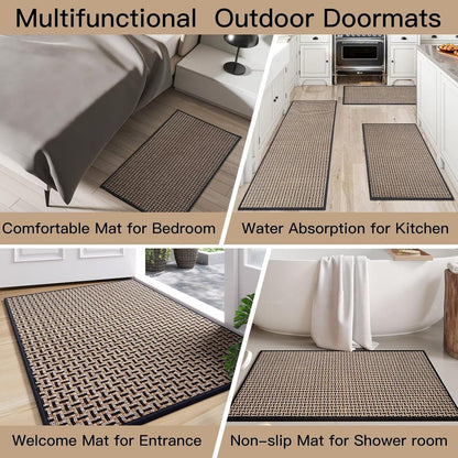 Door Mat 17"x30",Door Mat Indoor Entrance Dirt Resistant and Absorbent Non-Slip Rubber Backing Front Door Mats Washable Low-Profile Indoor Mats for Entryway, Inside Entrance Easy Clean Gray