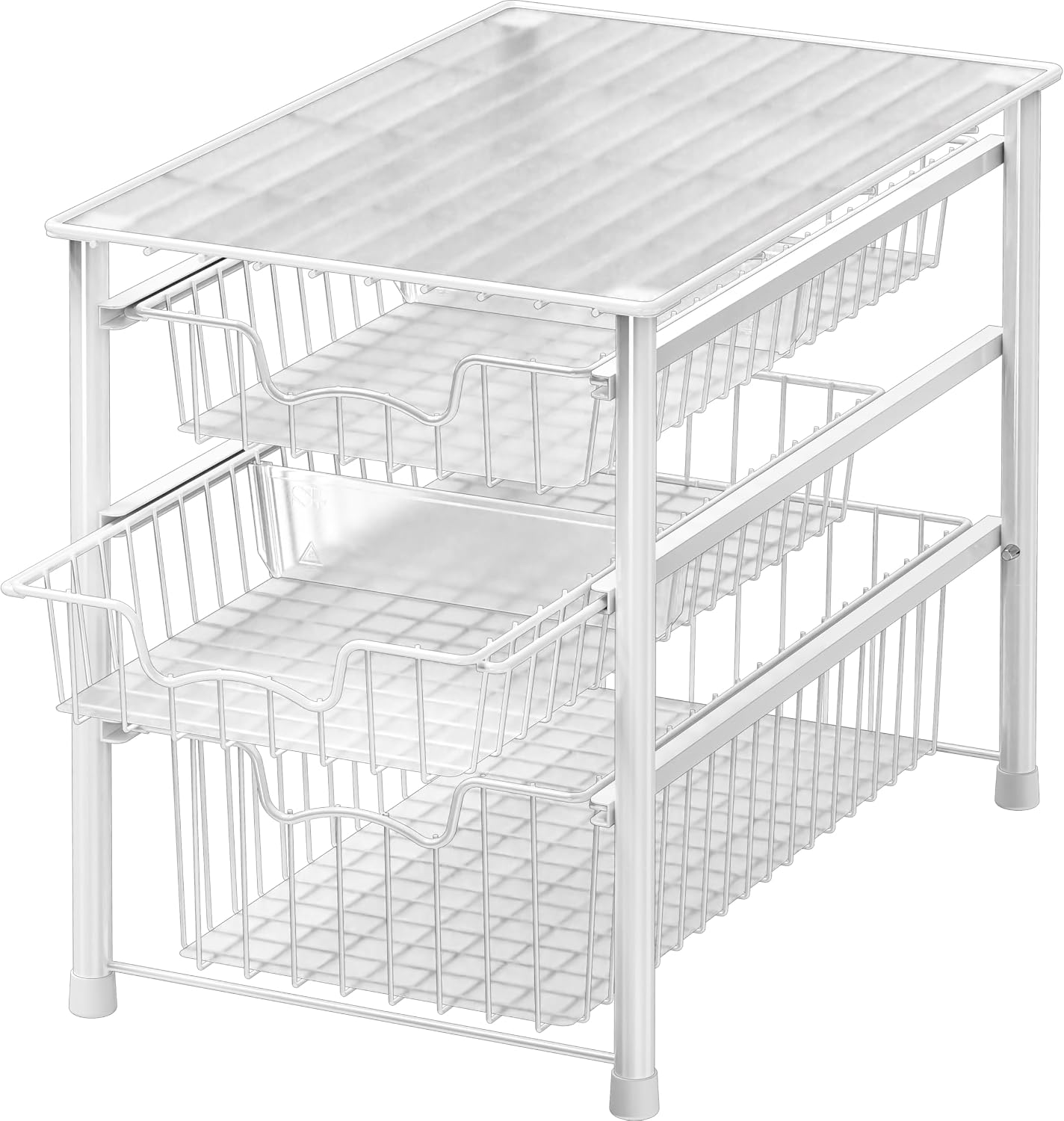 Simple Houseware Stackable 2 Tier Sliding Basket Organizer Drawer, Chrome