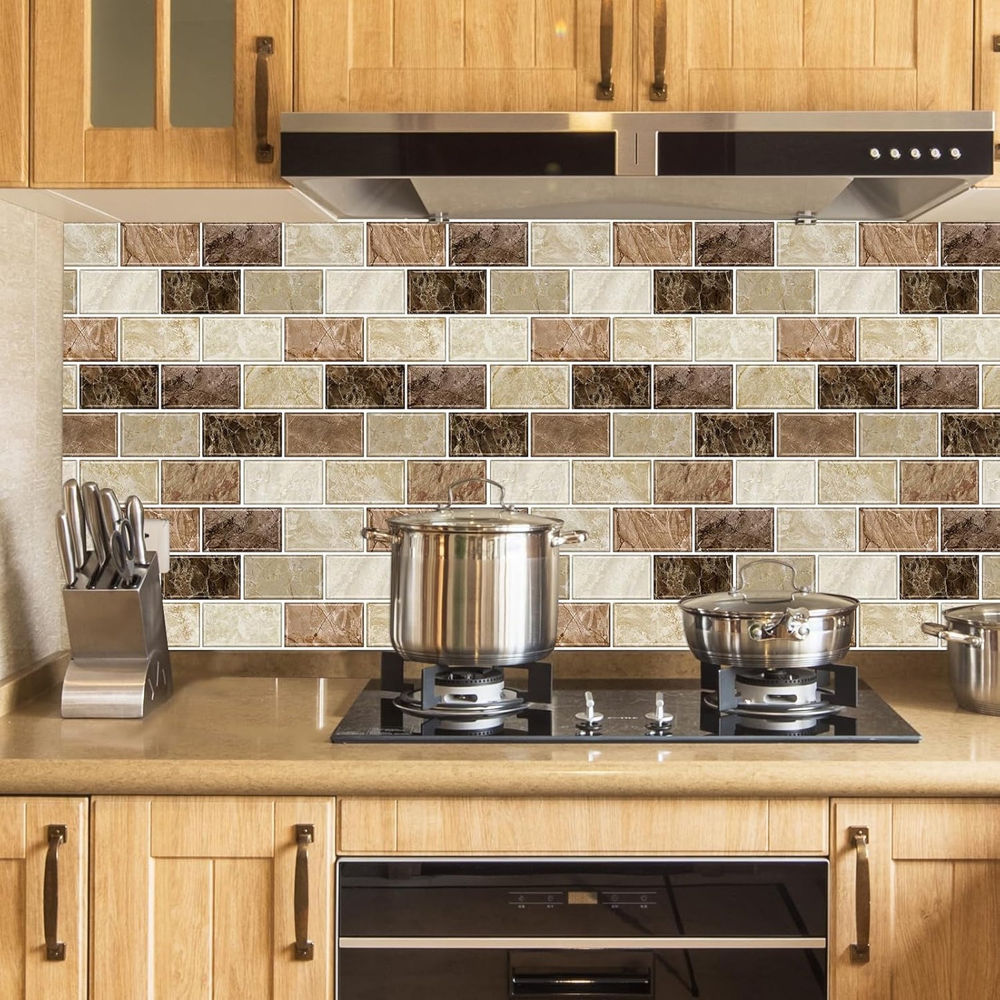 URCOLOR 10-Sheet Subway Tile Peel and Stick Backsplash for Kitchen,12"x12" Self Adhesive Wall Tiles Sticker on Back Splashes for Bathroom Gray Marble Design