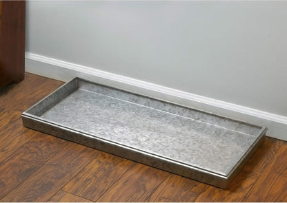 Good Directions Medium Boot Tray, Double Circles Multi-Purpose All Weather Decorative Tray, Shoes, Plants, Pet Bowls, 30x13x2 Inch, Dark Zinc Gray Steel