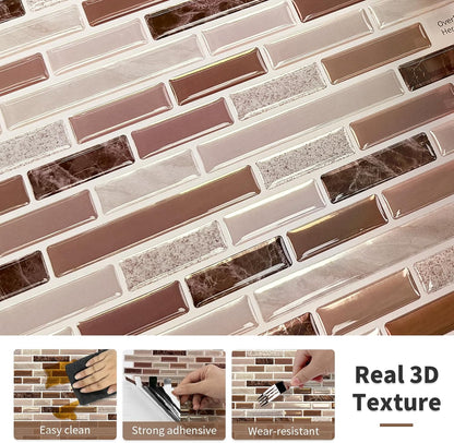 URCOLOR 10-Sheet Peel and Stick Backsplash Tile for Kitchen - 12”×12” Stick on Wall Tile for Bathroom, Black White Grey
