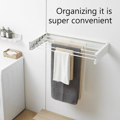 RFOUO Clothes Drying Rack, Laundry Hanger Dryer Rack, Wall Mounted Drying Rack for Laundry, Foldable Drying Rack Indoor Outdoor, 19.7" Wide, 4 Aluminum Rods, 40 lb Capacity (White 19.7")