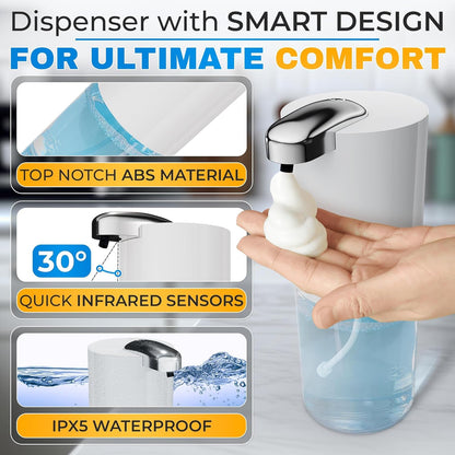 Automatic Soap Dispenser Touchless - 13.5 Oz Automatic Hand Soap Dispenser, 4-Level Adjustable Foaming, Rechargeable and Long-Lasting, Good for Kitchen, Bathroom, Hotels, Great as Home Essentials Gift