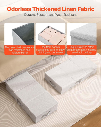 VEVOR Under Bed Storage with Wheels, 36.0 x 18.1 x 7.3 inch, Underbed Containers with Clear Lid, Underbed Shoe Organizer, Rolling Under the Bed Storage Bins for Clothes Shoes Blankets Bedroom, 2 Pack