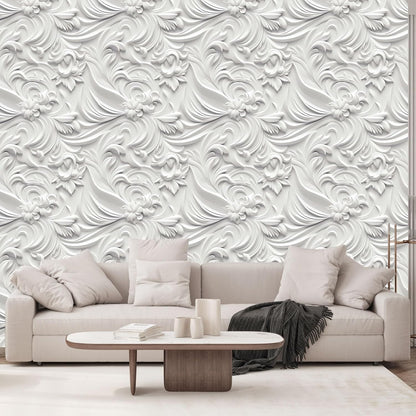 Floral Peel and Stick Wallpaper 3D Effect Interior Wall Décor Contact Paper Self Adhesive Removable Renter Friendly for Bedroom Living Cabinet Room 17.7in x 9.8ft (Not Textured Wallpaper
