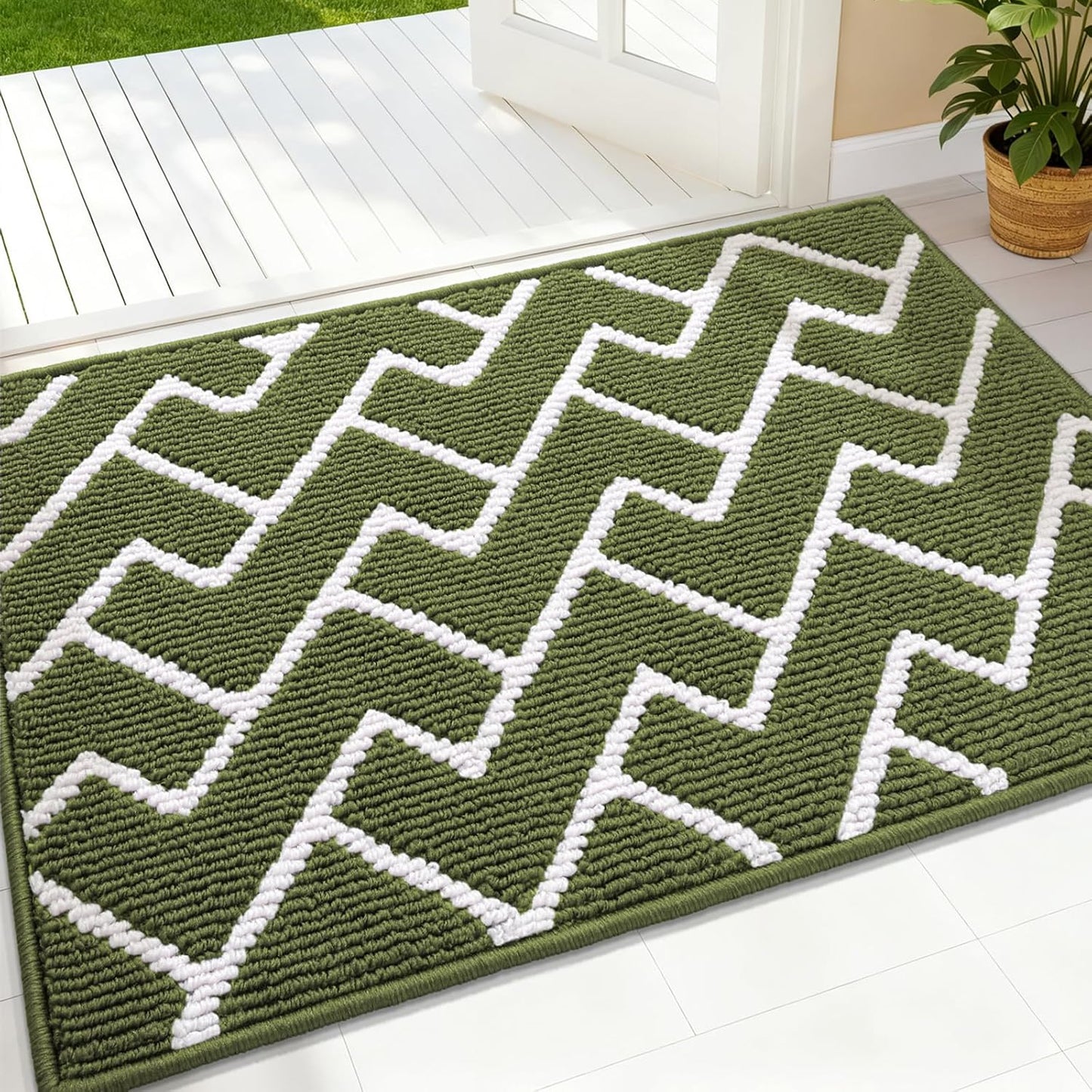 OLANLY Front Door Mat, Non-Slip Rubber Backing, Dirt Resistant and Absorbent, Washable, Easy to Clean Low-Profile Indoor Doormat for Back Door, Entryway, Inside Entrance, 32x20, Grey
