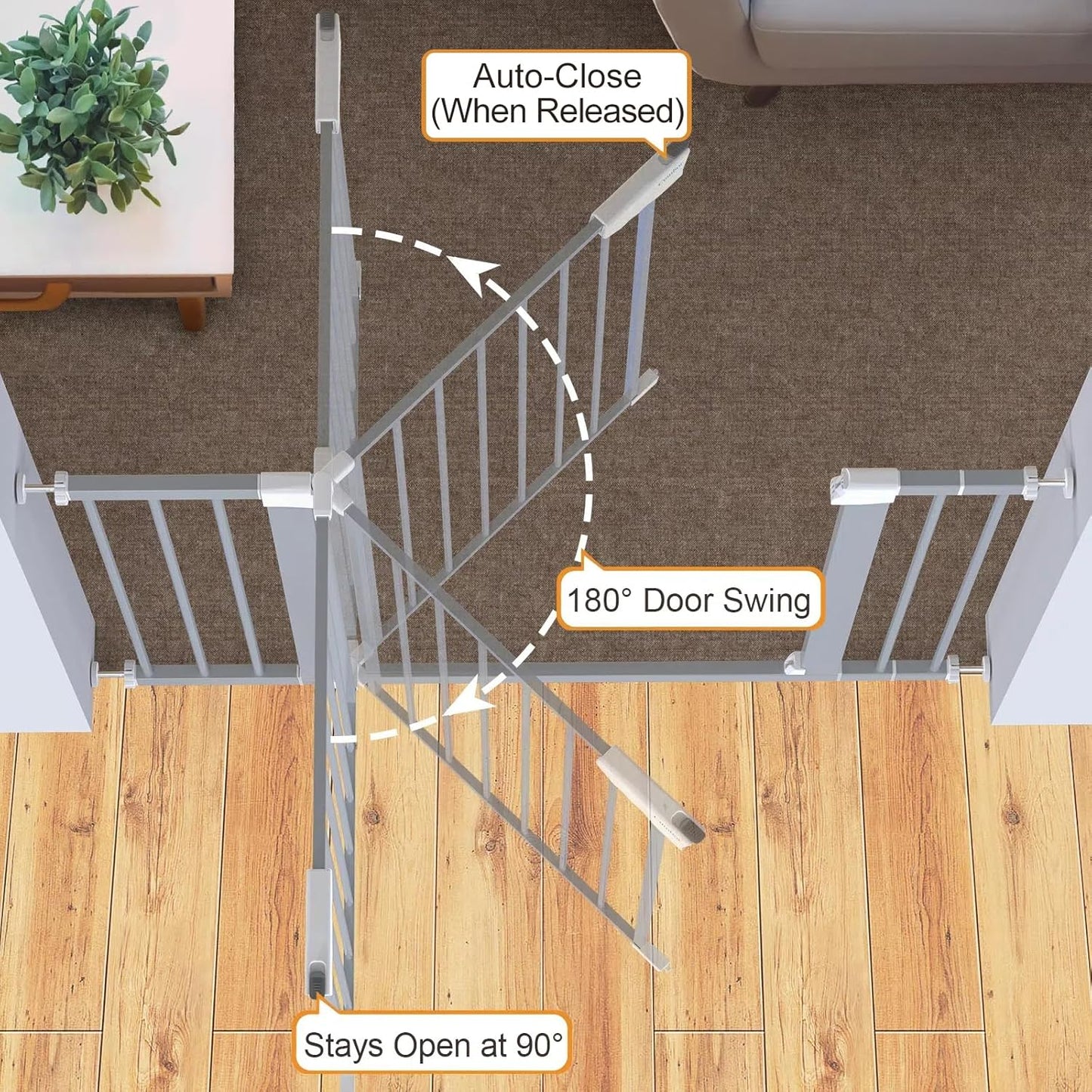 Cumbor 30-46" Baby Gate for Stairs, Mom's Choice Awards Winner-Auto Close Dog Gate for The House, Gifts for Mom, Easy Install Pressure Mounted Pet Gates for Doorways, Black