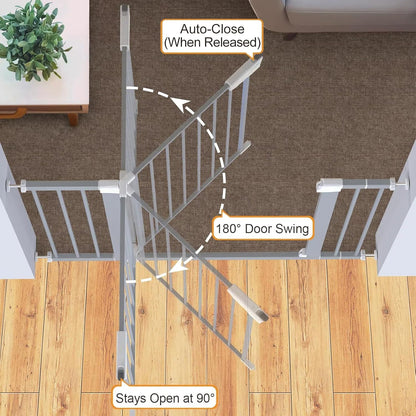 Cumbor 30-46" Baby Gate for Stairs, Mom's Choice Awards Winner-Auto Close Dog Gate for The House, Gifts for Mom, Easy Install Pressure Mounted Pet Gates for Doorways, Black
