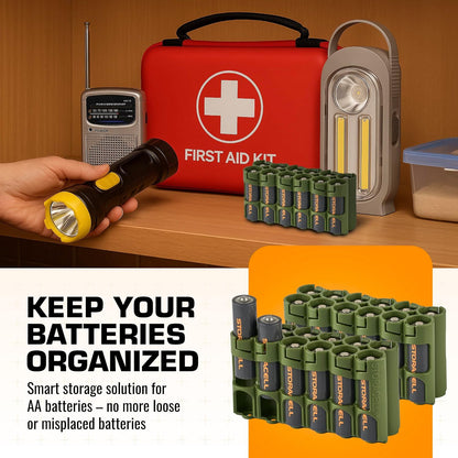 AA Battery Storage Caddy by Storacell, Orange, Holds 12 Batteries (Not included)