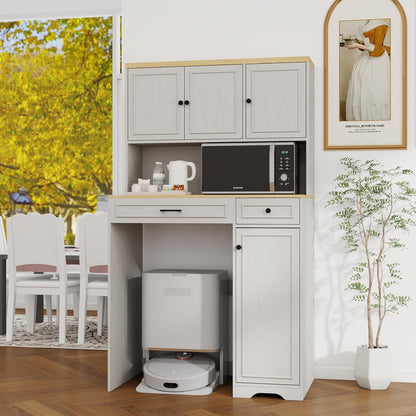 Locsear Unique Pantry Combines Robot Vacuum Cabinet and Laundry Hamper, Over The Washer or Dryer Storage Shelves, Compact Washing Machines with a Width of Less Than 27 inches
