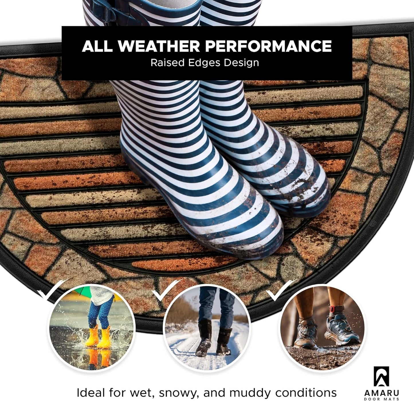 Extra Durable, Superior Absorption, Front Door Mat for Outdoor & Indoor - Welcome Mat for Entryway, Entrance, Patio, Porch - Waterproof, Non-Slip Backing, Coarse Fibers (Scales,17x29)