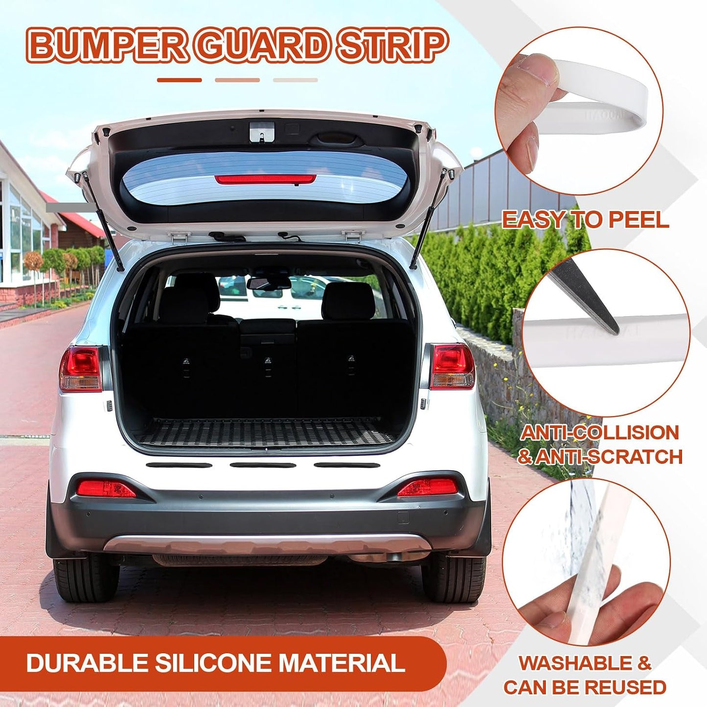PATIKIL Bumper Guard Strip, 8 Pcs Anti-Collision Patch Anti-Scratch Rear Bumper Protector Trim Self Adhesive Car Side Door Edge Sticker for SUV Pickup Truck, Clear