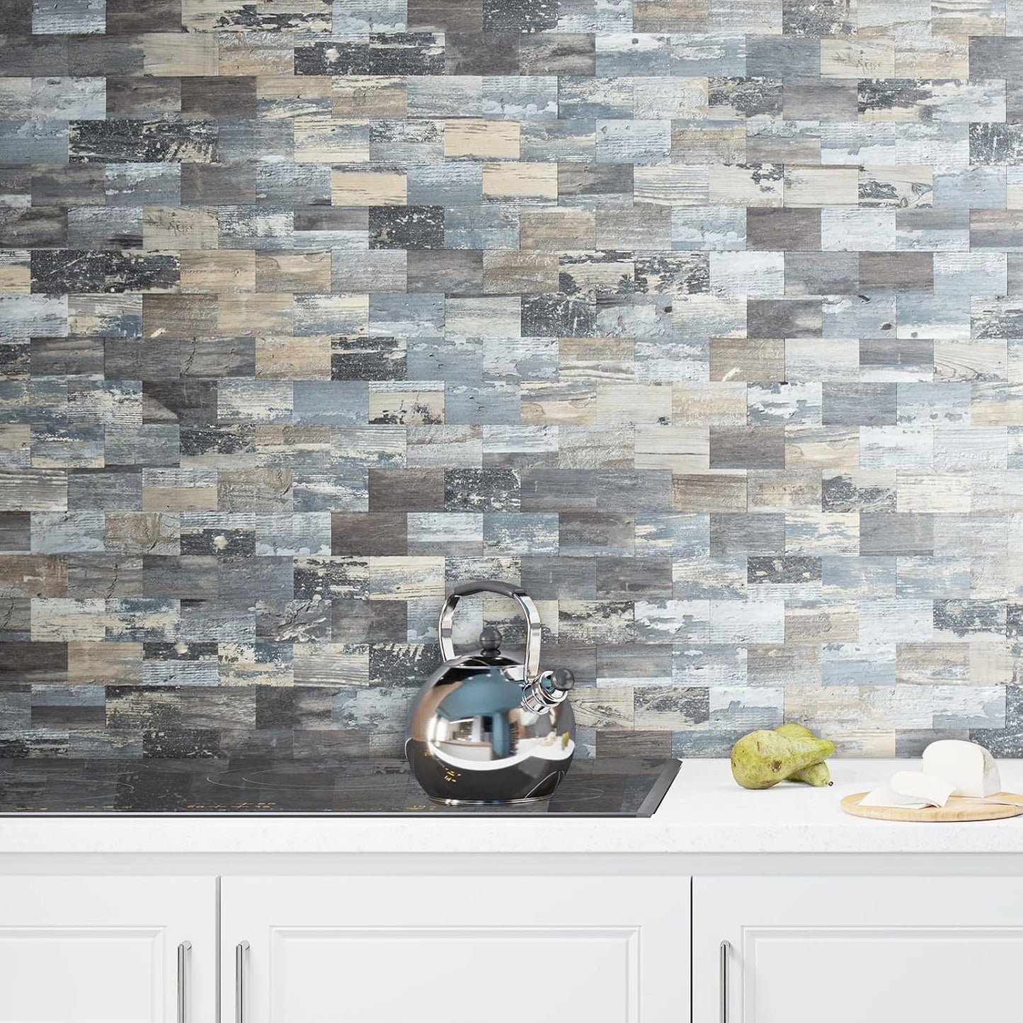 DICOFUN 10-Sheet Polished White Thick PVC Peel and Stick Backsplash, Ceramic Look Subway Tile White Kitchen Backsplash Peel and Stick Wall Tiles