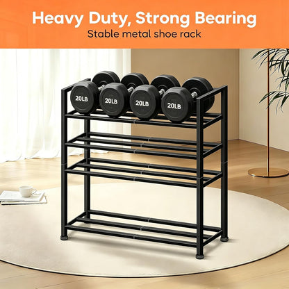 KEETDY 5-Tier Heavy Duty Shoe Rack for Garage Entryway, Stackable Shoe Organizer for 25 Pairs Men Boots, Shoe Rack for Closet Metal Shoe Storage Shelf, Floor, Hallway (Black)