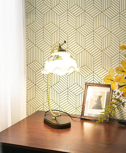 CiCiwind Wallpaper Peel and Stick Modern White and Gold Contact Paper Peel and Stick Geometric Removable Self Adhesive Wall Paper for Bedroom Renter Friendly Papel Tapiz para Pared 15.7"x118"