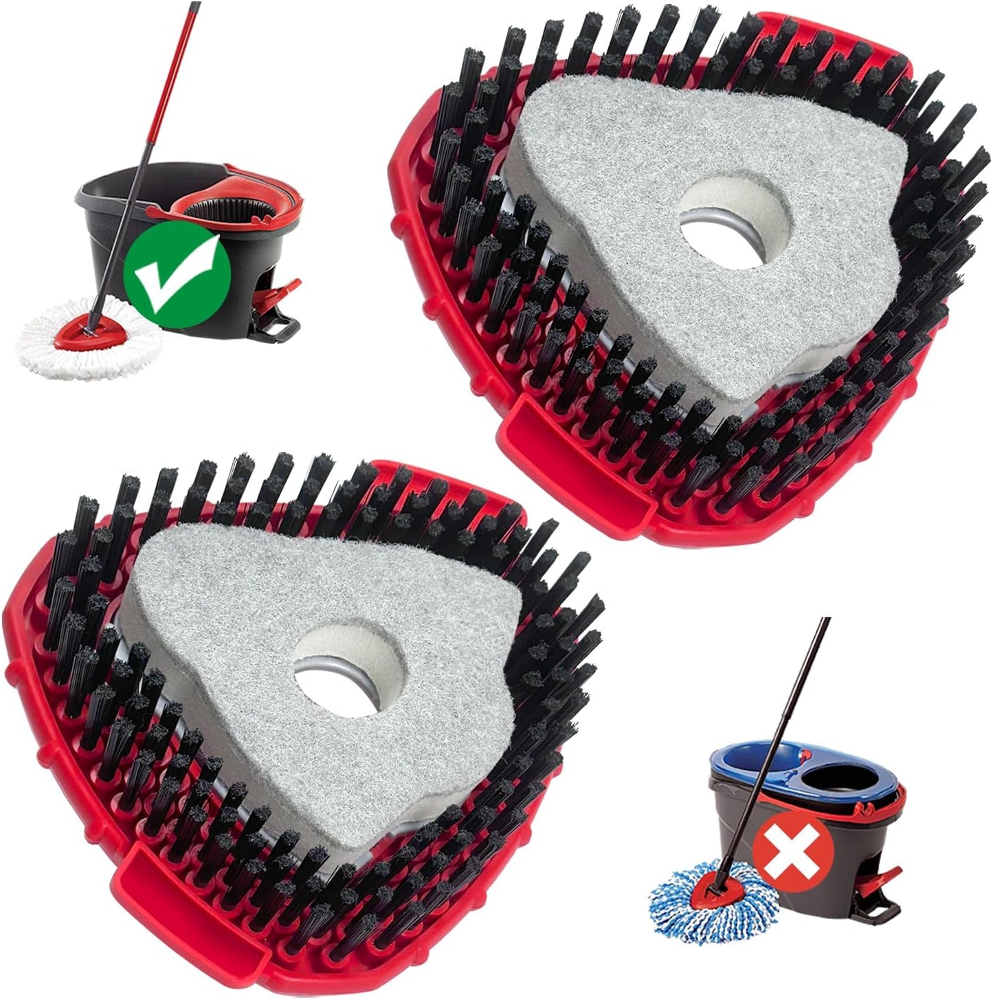 Spin Mop Replacement Set for O-Ceda EasyWring 1-Tank System, Includes 2 Mop Head Replacement, 1 Mop Handle (30-58in Adjustable 4-Section Pole), 1 Scrubber Head, 1 Spin Base