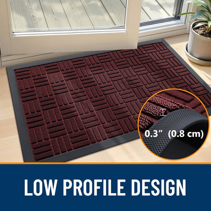 OLANLY Front Door Mat Outside Entrance 29.5x17, Absorbent, Heavy Duty Sturdy Natural Rubber Doormat Indoor Outdoor, Stain and Fade Resistant, Non-Slip Backing Low Profile Floor Mat for Entryway, Grey