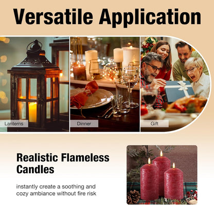 Eywamage White Flameless Pillar Candles with Remote, Flickering LED Candles Battery Powered Real Wax Set of 3