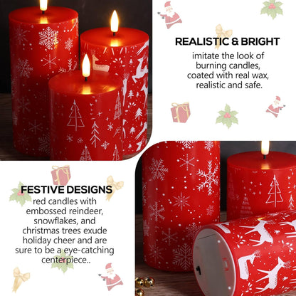 Eywamage White Real Wax Flameless Pillar Candles with Remote, Flickering Flat Top LED Battery Candles Set of 3