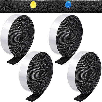 Zonon 4 Rolls 120 Inch Felt Strip with Adhesive Backing Felt Tapes Furniture Strip Rolls Self Stick Heavy Duty Polyester for Protecting Furniture and DIY Adhesive(Black,0.5 Inch)