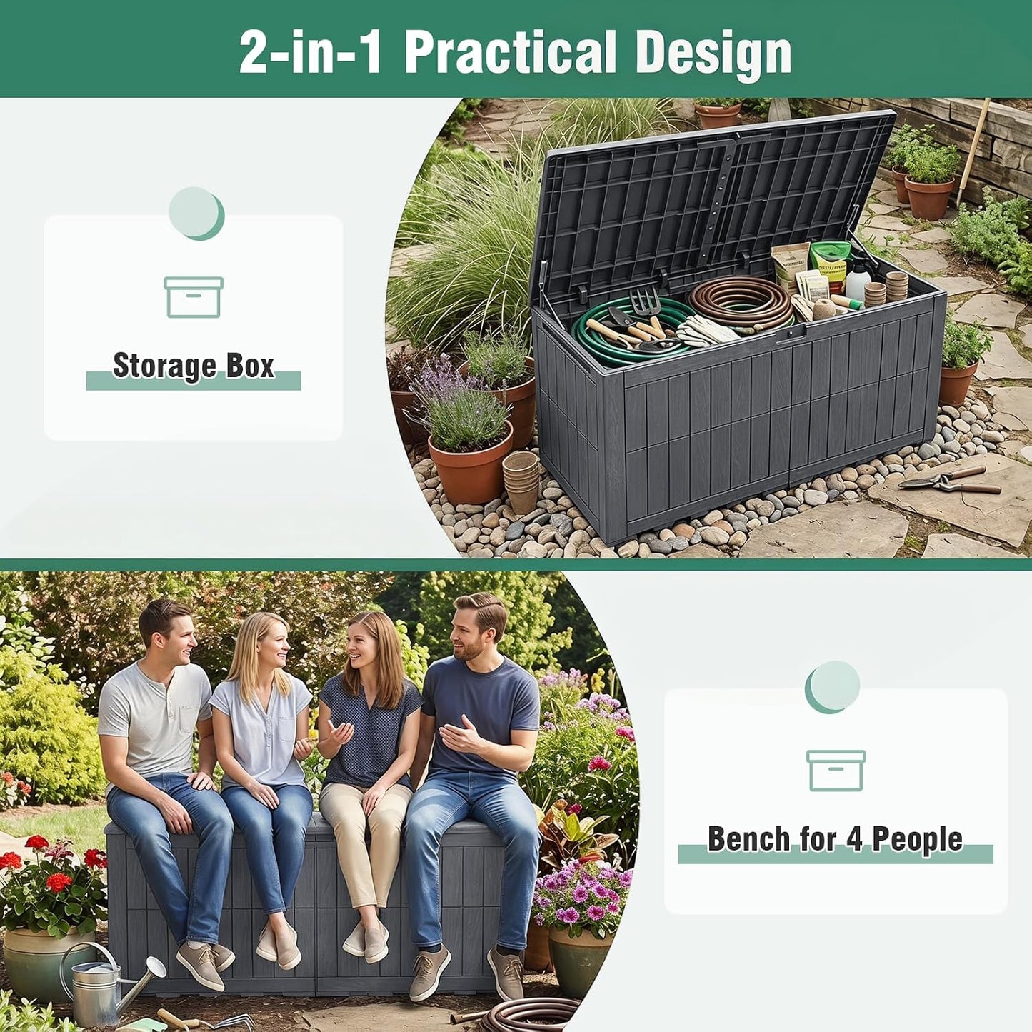 Tangkula 25 Gallon Waterproof Outdoor Storage Box with Lockable Lid | PP Resin, Wicker Patterned, Indoor Outdoor Use, Portable, Versatility, for Deck, Pool, Patio Cushions, Garden Tools