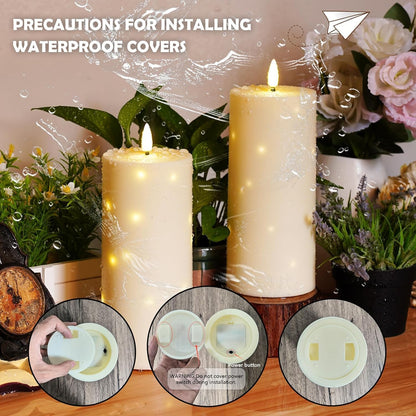 YOROXRG Set of 24 Waterproof Outdoor Flameless Candles, LED Candles with 4 Remote and Timer,(H 4" 5" 6" x D 2.2"),for Christmas,Halloween,Wedding,Festival