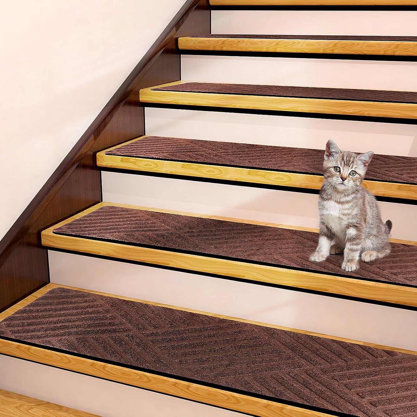15 Pack Non Slip Stair Treads,8" X 30" Non Slip Carpet Stair Treads with Reusable Adhesive Rubber Backing,Staircase Step Treads Carpet Treads for Wooden Steps Indoor (Dark Gray)